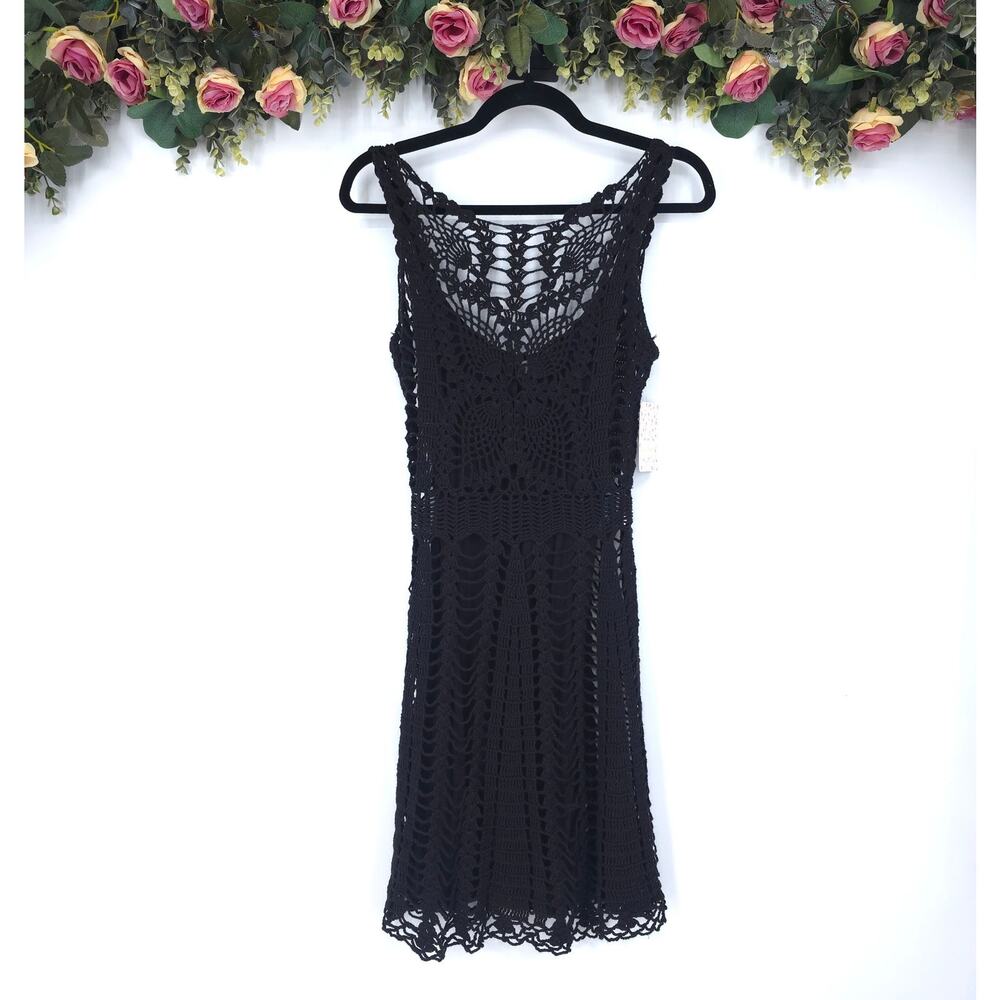 Free People Boho Black Macrame Crochet Dress Size XS NWT